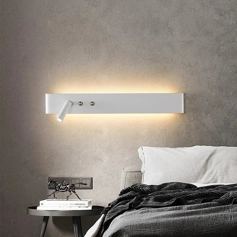 Modern white aluminum decorbites wall light switch with sleek rectangular design and adjustable spotlight for living room