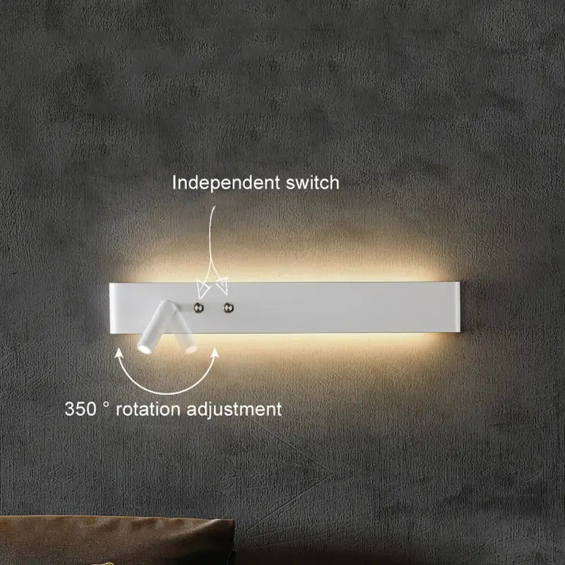 Modern white aluminum wall light switch with adjustable spotlight for living room and bedroom decorbites led fixture