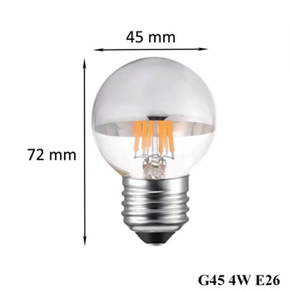 Clear glass decorbites™ 8w led filament dimmable g45 silver mirror top bulb e12 warm white 2700k with visible filament