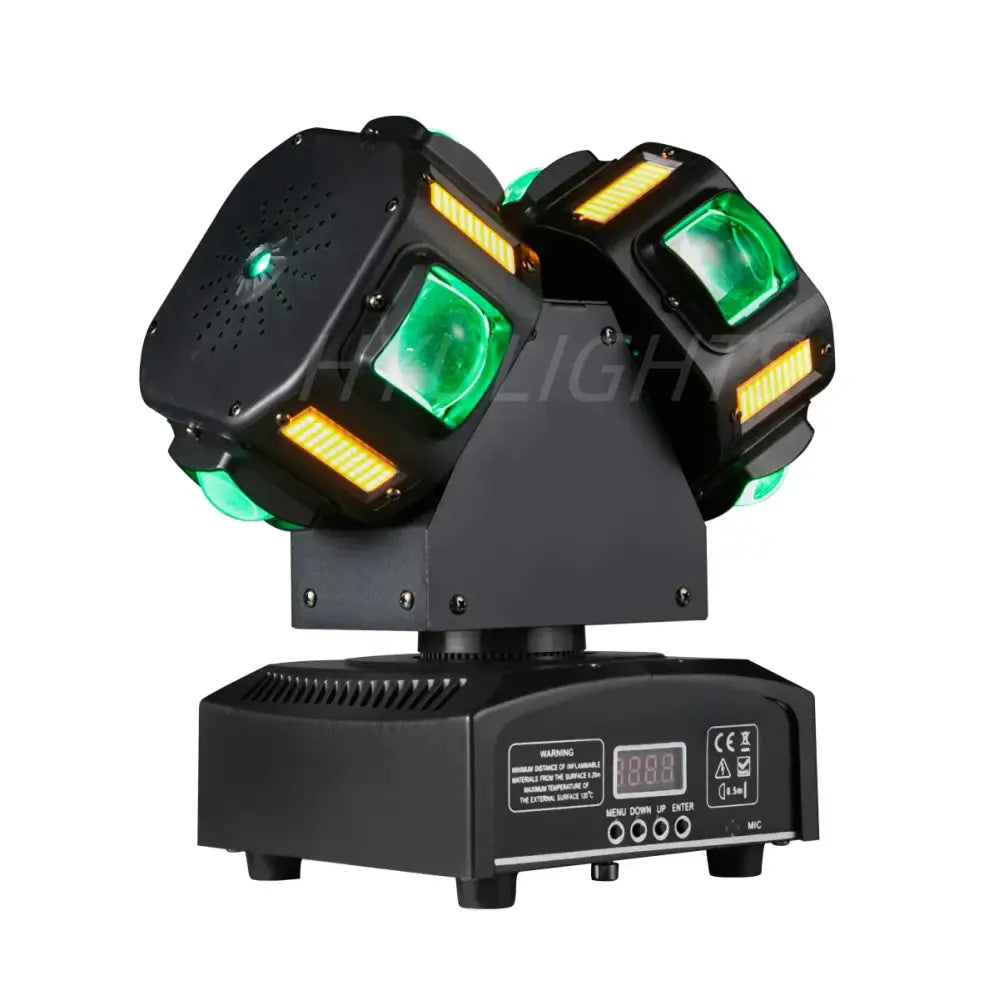 Black dual-head led stage light with green and amber lenses for DecorBites™ 8x12w rgbw 140w dj lighting
