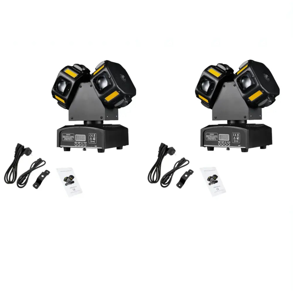 Black dual-head led stage lights with yellow accent panels and digital controls decorbites 8x12w rgbw 140w dj light