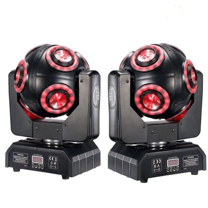 Black led 8x15w moving head beam stage light with red circular arrays and angular design for dj and events