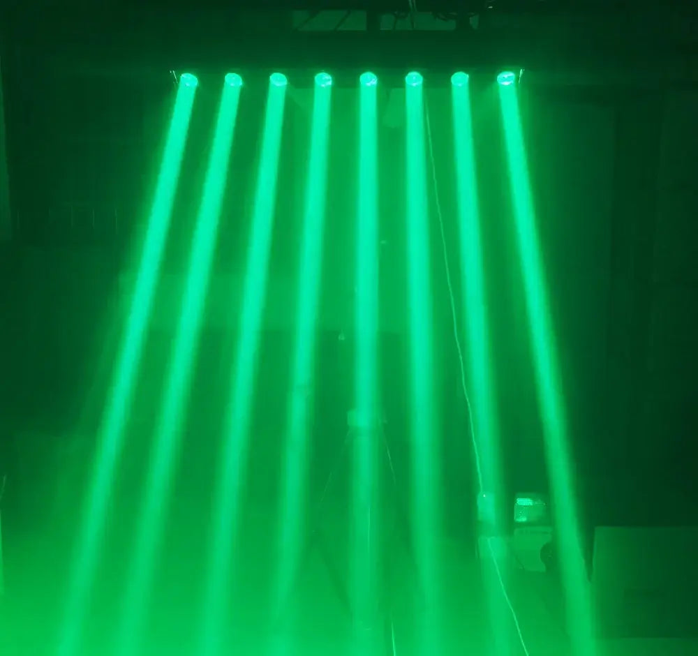 Six bright green spotlight beams from decorbites™ 8x15w rgbw moving head led beam light for dj disco party