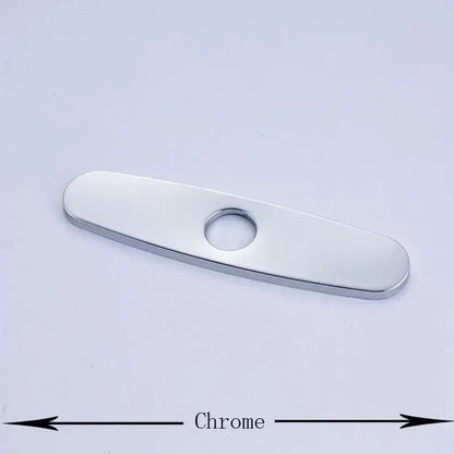 Decorbites™ chrome-finished oval kitchen sink faucet hole cover with central circular hole for sink faucet hole deck plate
