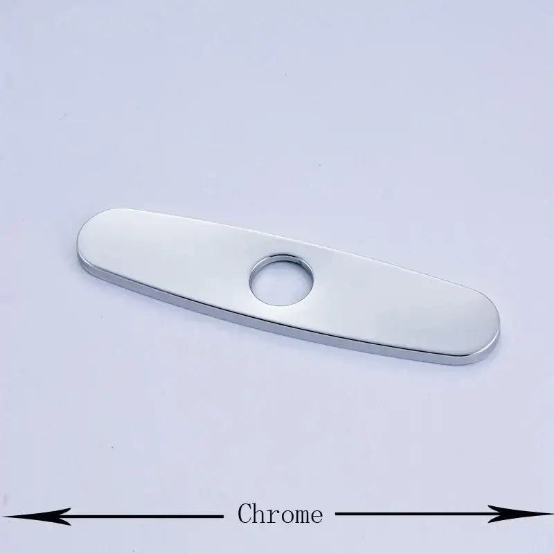 Decorbites™ chrome-finished oval kitchen sink faucet hole cover with central circular hole for sink faucet hole deck plate