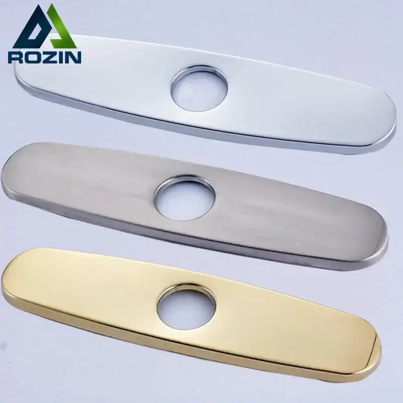Decorbites 9.6-inch kitchen sink faucet hole covers in polished chrome brushed nickel and gold finishes