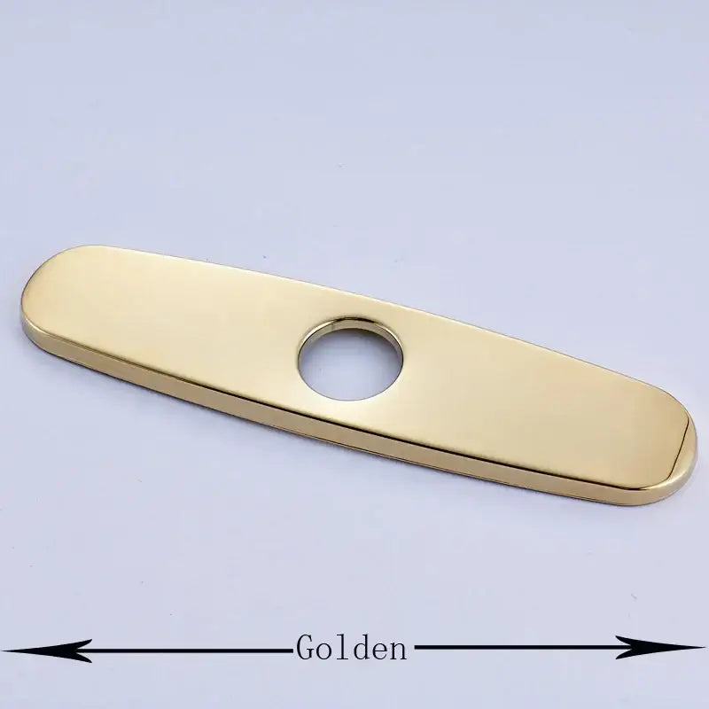 Golden sleekly polished metal hole cover escutcheon with circular hole for decorbites 9.6-inch kitchen sink faucet deck plate