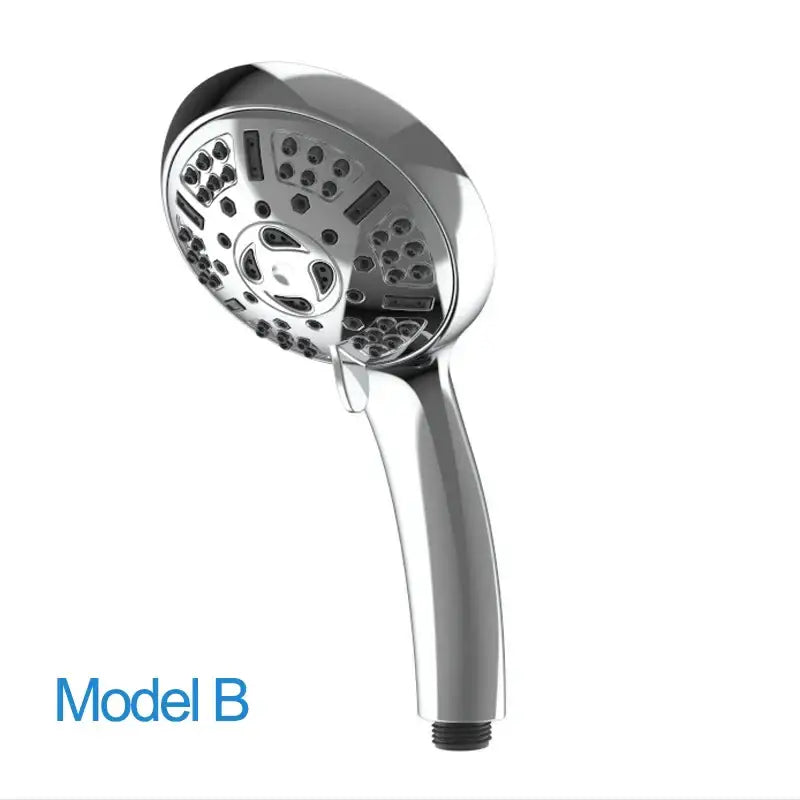 Chrome-finished decorbites™ 9-function handheld shower head with sleek design multiple spray settings and curved handle