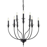 Black wrought iron decorbites™ 9-head retro industrial chandelier with nine e14 candle-style bulbs and metal frame