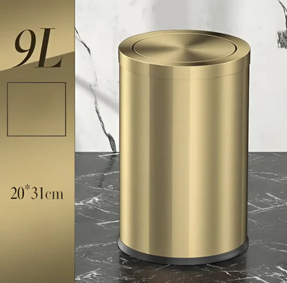 Decorbites™ 9l stainless steel gold dustbin with a sleek brushed metal finish and matching lid in gold color