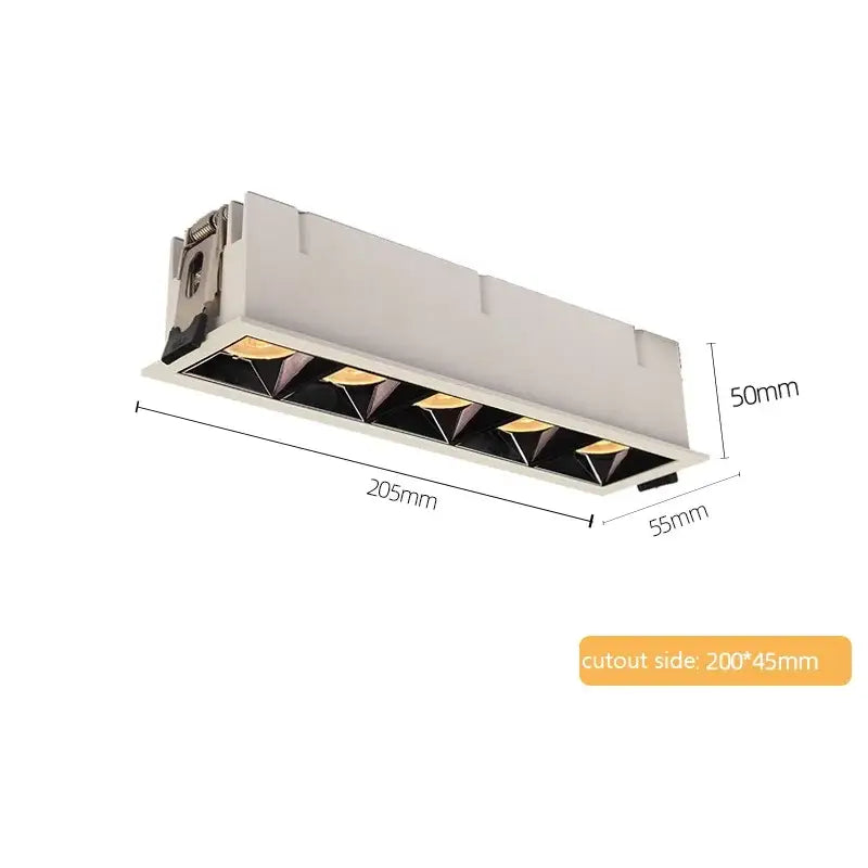 Modern white recessed spot light with five warm angled bulbs decorbites™ 9w 15w cri97 led downlight for living room