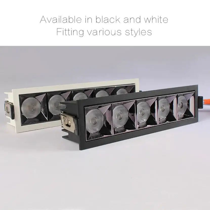 Decorbites 9w 15w cr97 black and white rectangular recessed spot light with multiple circular bulbs for living room use