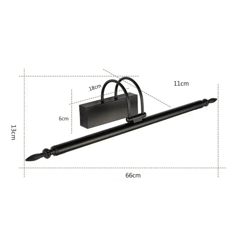 Black matte decorbites 9w led mirror lights with elongated bar and spear tips bathroom wall lamp sconce
