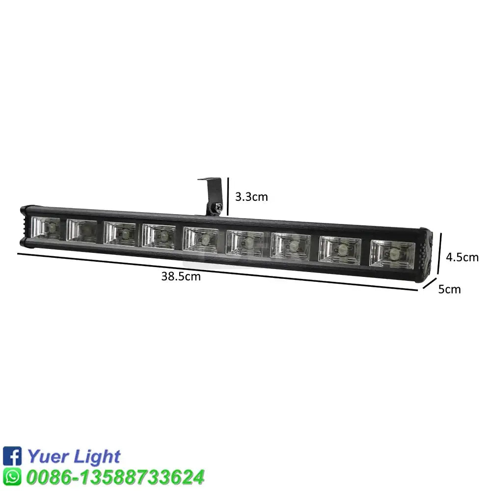 Black led disco party bar lights with eight rectangular lenses and aluminum mounting bracket for indoor use