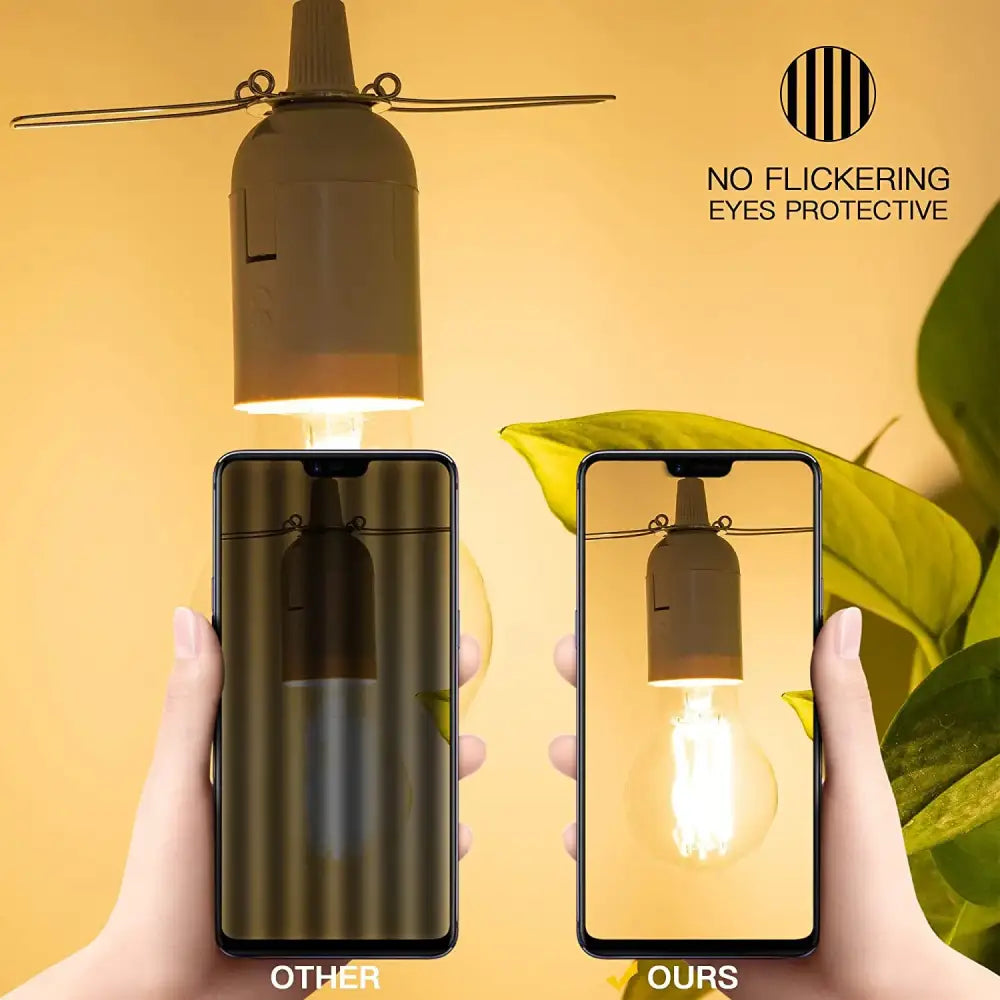 Matte brown cylindrical led bulbs adapter with wire hanger and no flickering eyes protection decorbites a19 high lumen