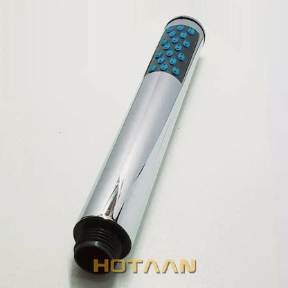 DecorBites ABS chrome plated square rain shower head with chrome finish blue nozzles and black threaded base