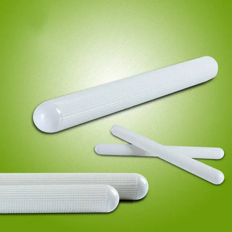 White cylindrical decorbites abs floating rolling pin with textured grid surface and rounded ends for dough pastry making