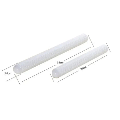 Two white textured decorbites abs floating point abs floating rolling pins with rounded ends for kitchen dough making