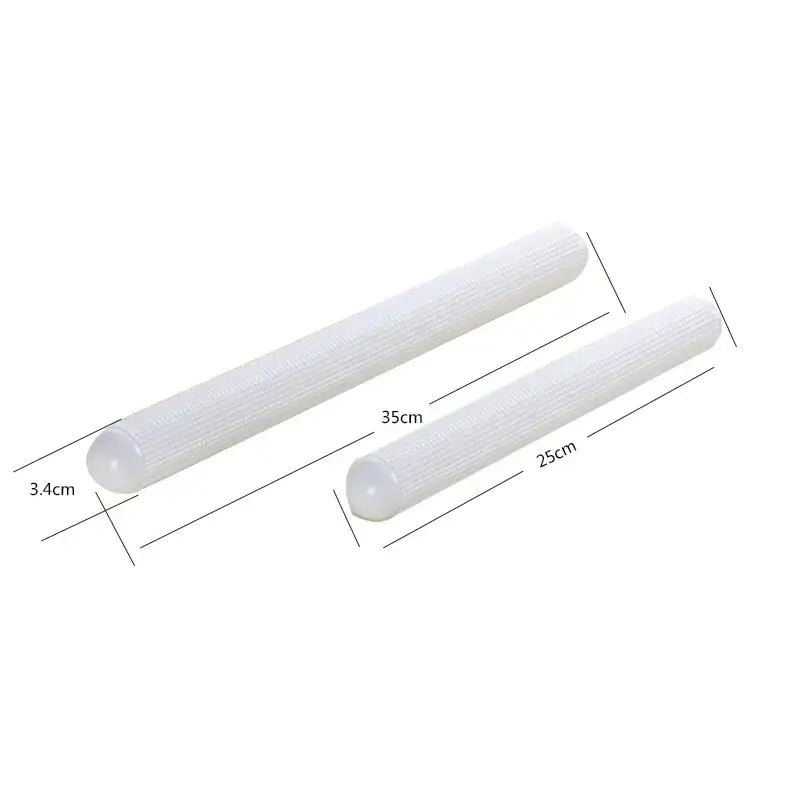 Two white textured decorbites abs floating point abs floating rolling pins with rounded ends for kitchen dough making