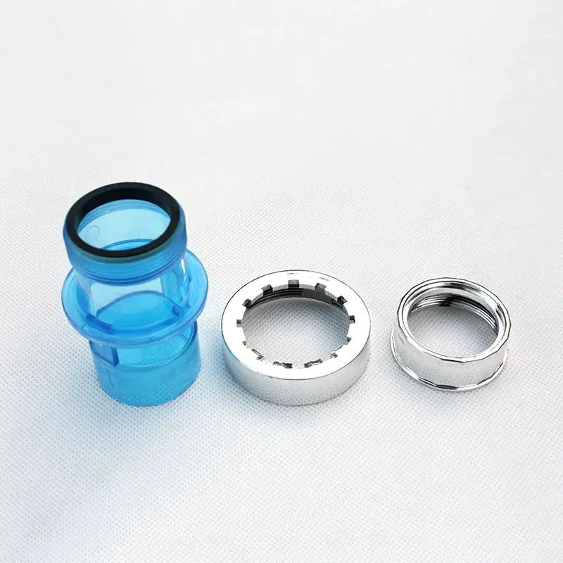 Blue translucent abs kitchen faucet adapter with black rubber seal and chrome fittings for decorbites abs kitchen sewer pipe