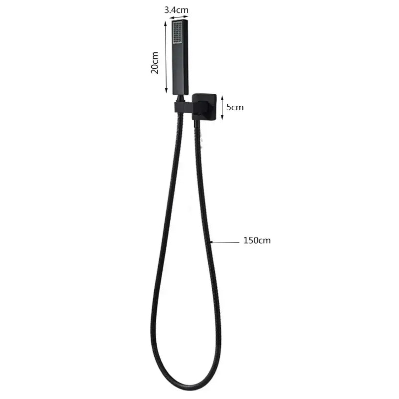 Black matte finish wall-mounted decorbites abs plastic hand shower with flexible hose and bracket for handheld use