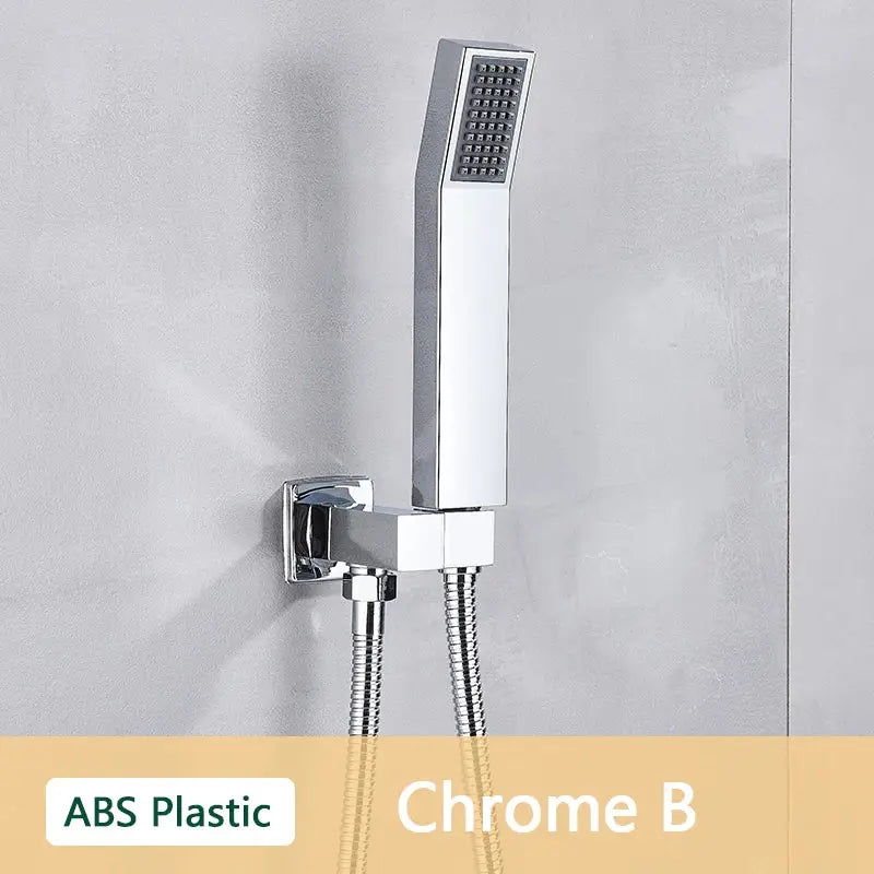 Chrome finished decorbites abs plastic hand shower with rectangular grid spray face and sleek abs plastic housing