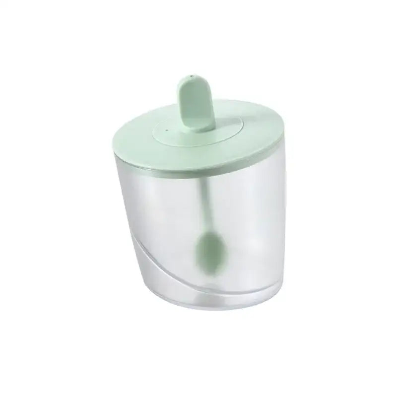 Decorbites abs spice jar set with a clear ABS container, mint green lid, and matching spoon for storing spices or condiments