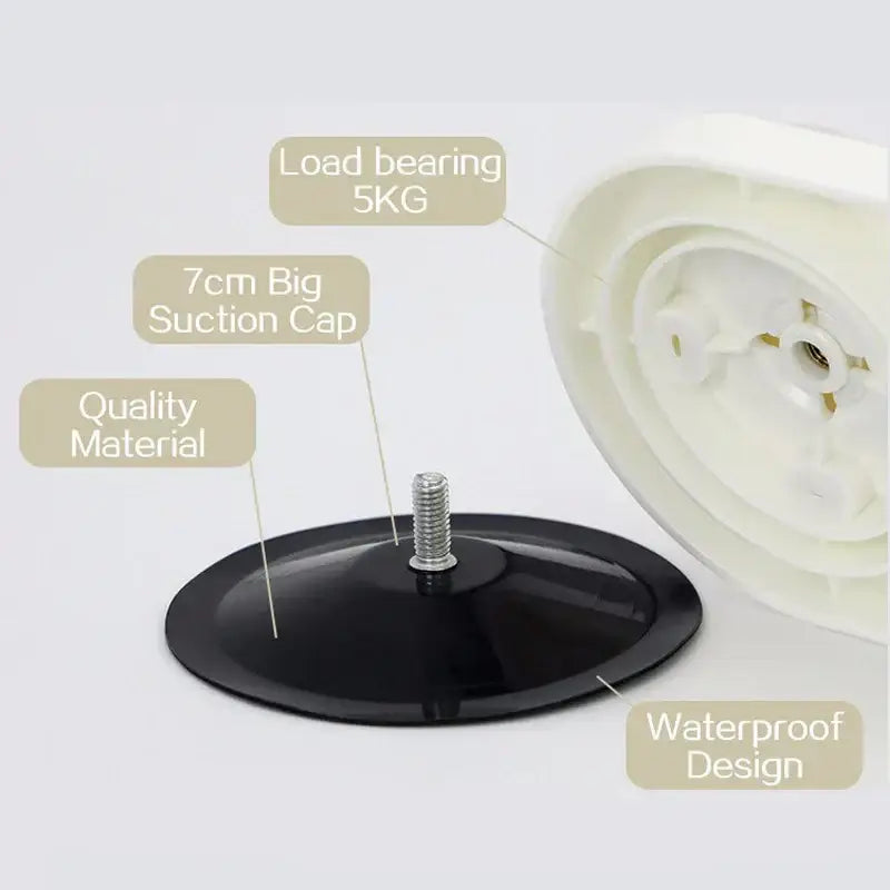 Black decorbites abs suction cup with metallic threaded stem for bathroom shelf heavy-duty use up to 5kg
