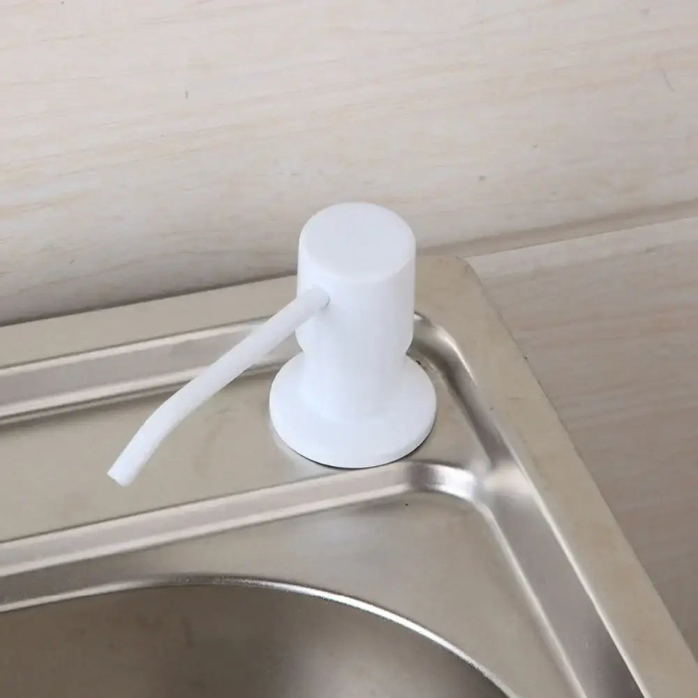 White plastic decorbites abs white soap dispenser with sleek cylindrical body and curved pump for kitchen or bathroom use