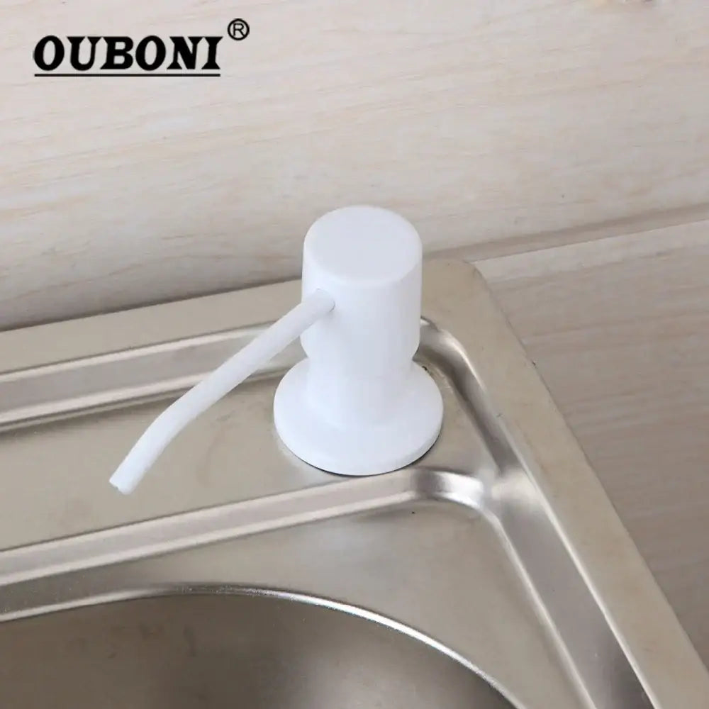 White plastic decorbites abs white soap dispenser with sleek cylindrical body and curved spout for kitchen and bathroom use