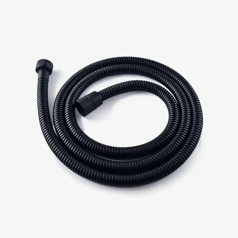Black corrugated ABS3 rain shower hose with flexible ribbed texture and two plastic connectors for decorbites abs3 rain head set