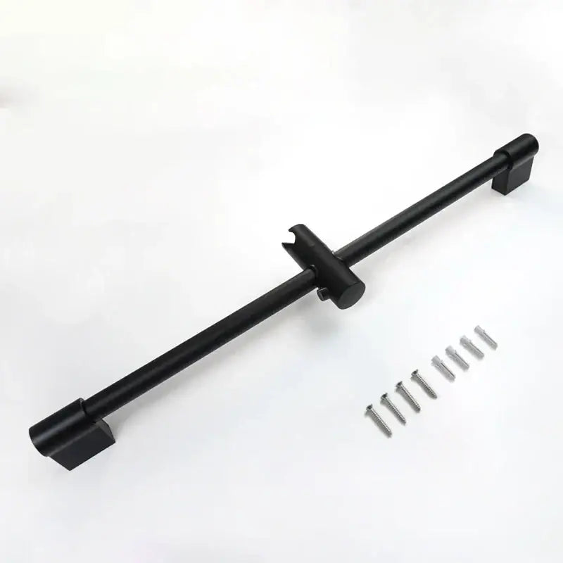 Black metal adjustable rod with square ends and screws for decorbites abs3 rain shower head set installation
