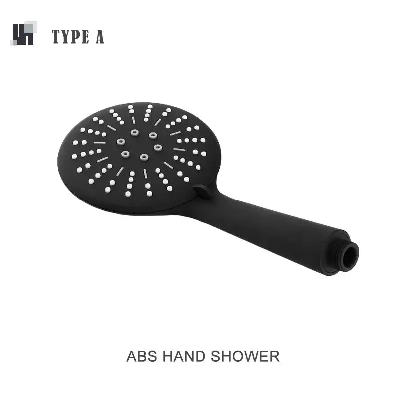 Black abs shower head from decorbites abs3 rain set with sleek modern design and multiple circular spray nozzles
