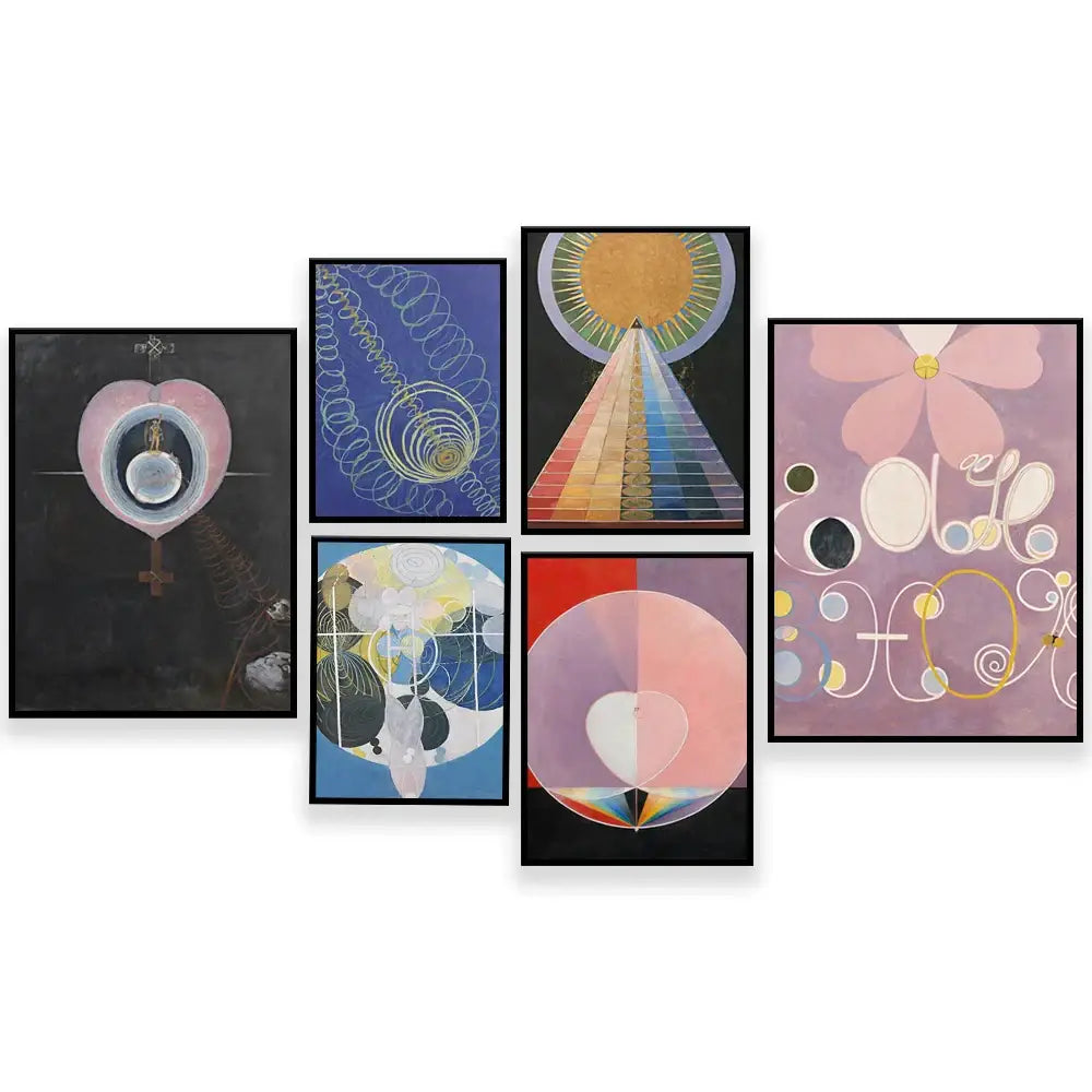 Set of six decorbites abstract art canvas wall prints featuring vibrant colors and geometric designs for home decor
