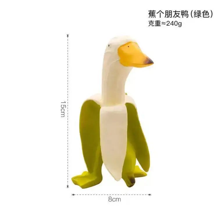 DecorBites™ abstract banana duck sculpture decorative figurine in green white with yellow beak and feet for home decor