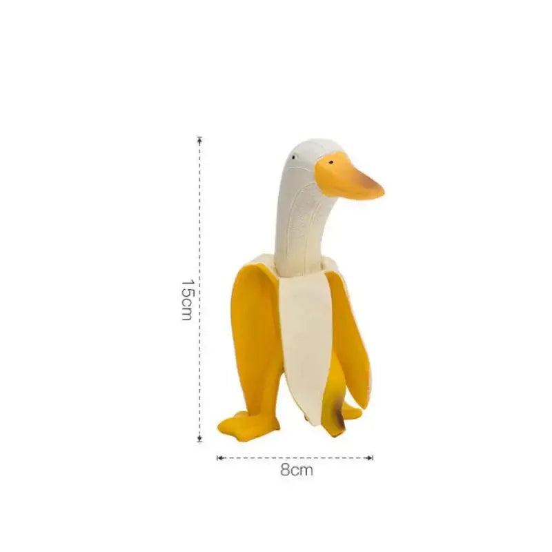 DecorBites™ abstract banana duck sculpture in white and yellow is a whimsical decorative figurine for home decor