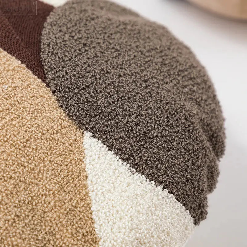 Cozy decorbites abstract beige cushion cover with plush knit pattern in earthy coffee brown tones for sofa bed use