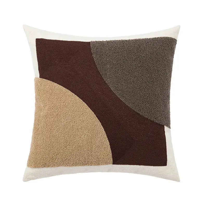 Square throw pillow with decorbites abstract beige coffee brown knot cushion cover featuring textured earthy tones and cream border