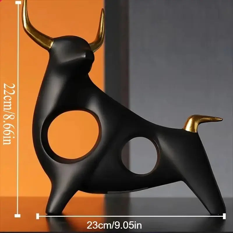 Black and gold abstract bull sculpture with sleek modern design decorative sculpture cattle statue for living room decor