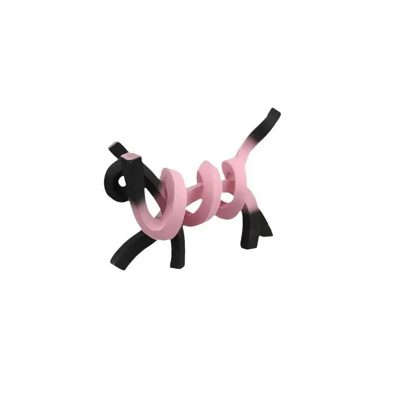 Decorbites abstract cat sculpture resin handicraft with sleek pink to black gradient for children’s room decor