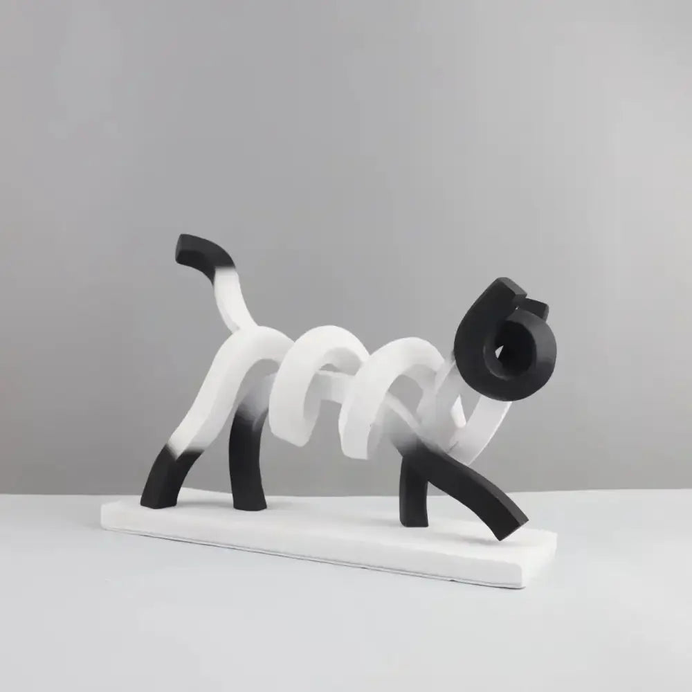 Decorbites abstract cat sculpture black and white resin with sleek modern design for children’s room decor