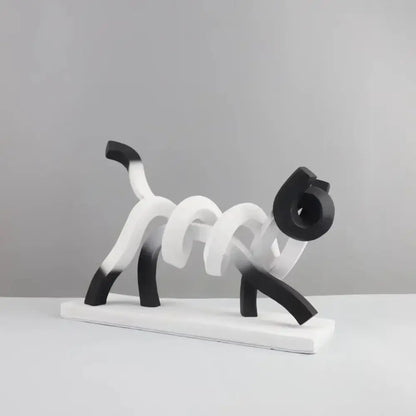 Decorbites abstract cat sculpture black and white resin with sleek modern design for children’s room decor