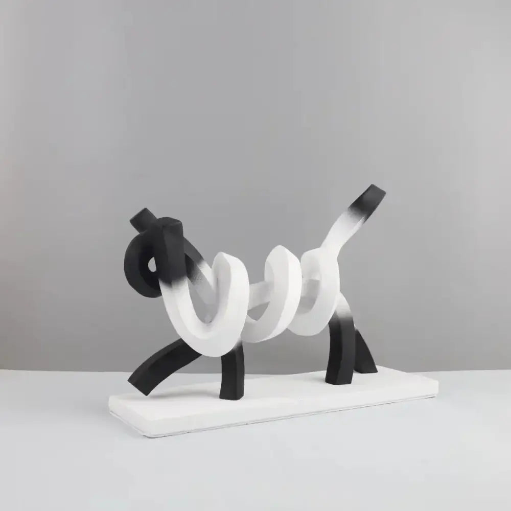 Decorbites abstract cat black and white resin sculptural dog figurine with modern minimalist design for children’s decor