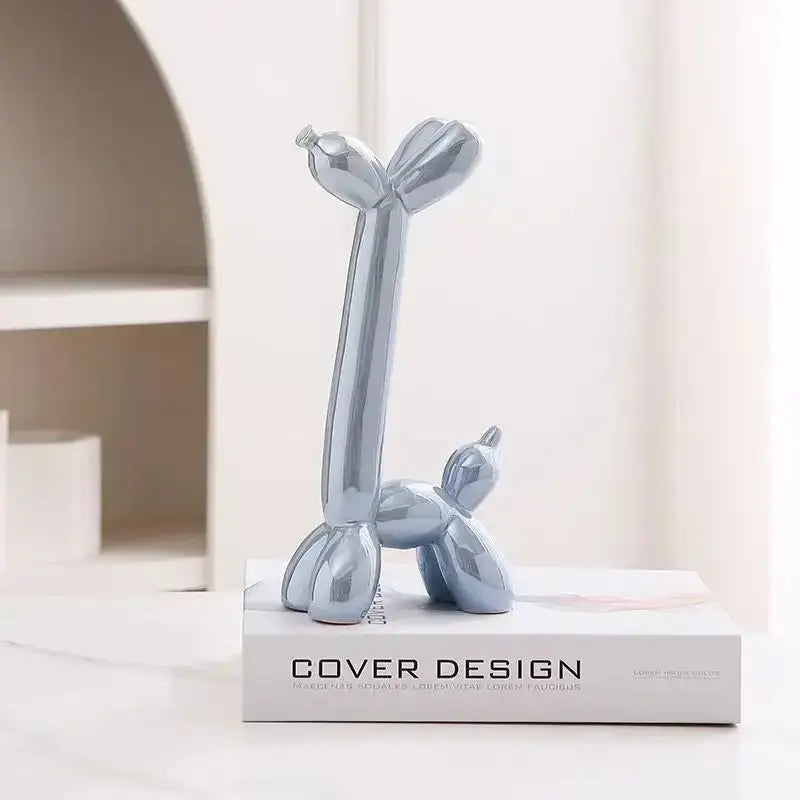 Silver glossy decorbites abstract ceramic balloon dog sculpture for home office décor figurine