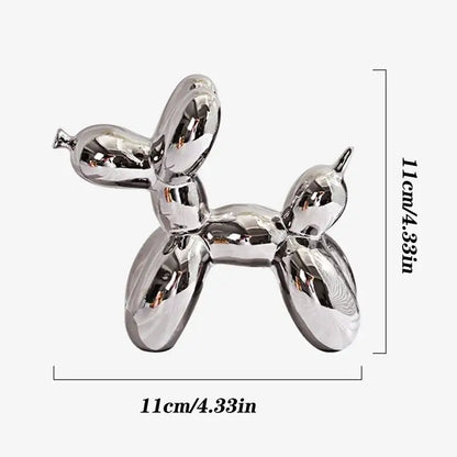 Shiny chrome balloon dog figurine 11cm tall from decorbites abstract ceramic balloon sculpture collection for home decor