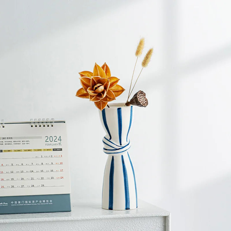 Abstract Ceramic Hydroponic Vase Black & White - Vase