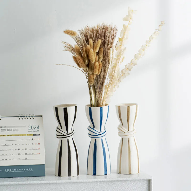 Abstract Ceramic Hydroponic Vase Black & White - Vase