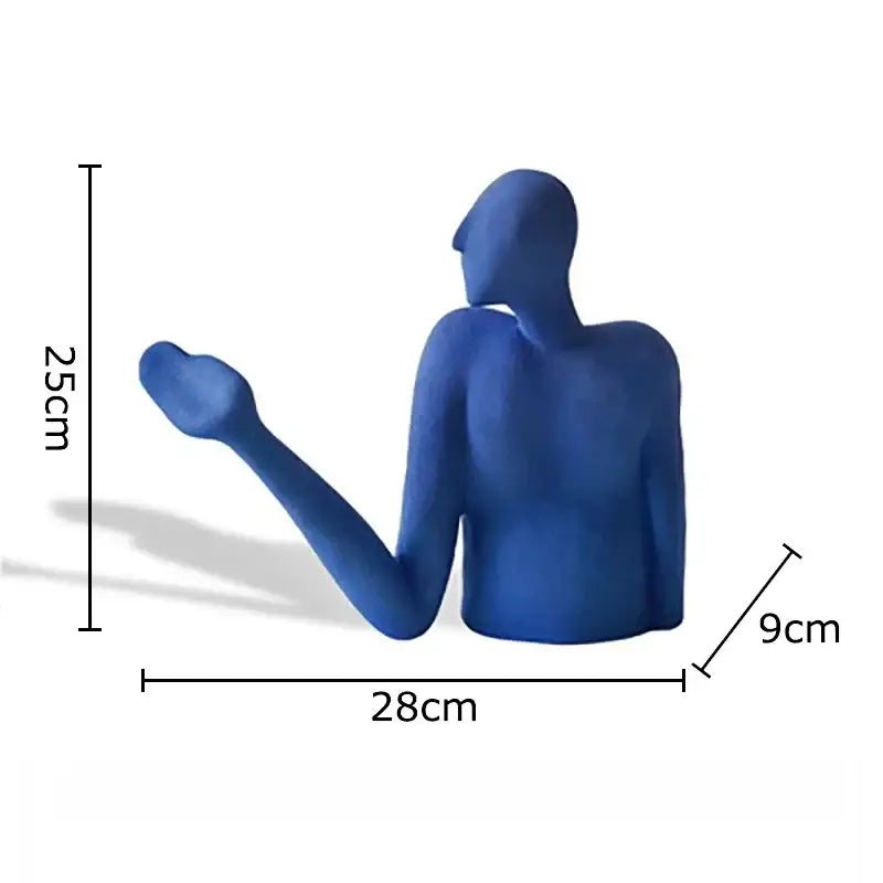 Decorbites abstract character solid blue resin sculpture with sleek minimalist design desk decoration for modern aesthetics