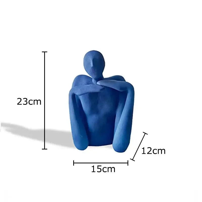 Blue abstract character resin sculpture 23cm tall by 15cm wide desk decoration by decorbites for modern aesthetics