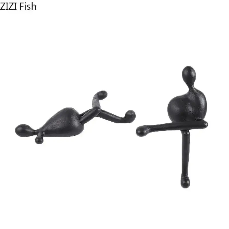 Black minimalist decorbites abstract characters resin sculpture with dynamic human forms for modern home decor